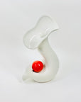1980s JAPANESE MEMPHIS WHITE RED PORCELAIN IKEBANA VASE