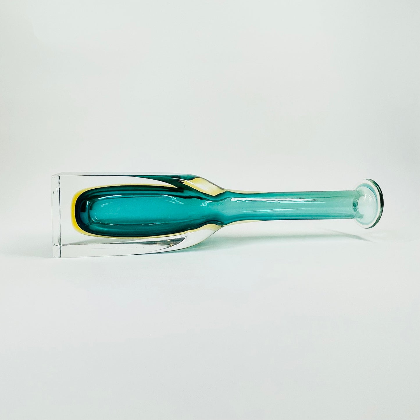 1950s MURANO GREEN BLUE YELLOW SOMMERSO GLASS DECANTER