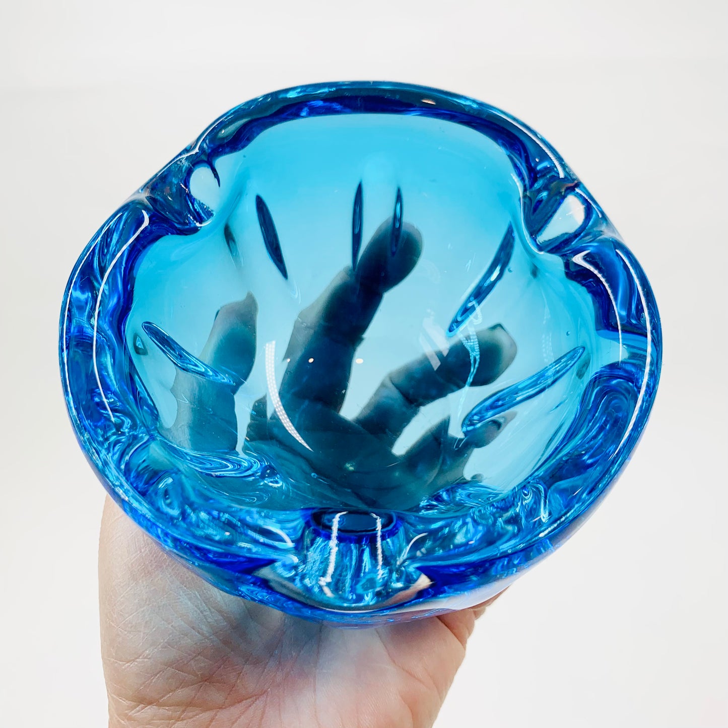 TURQUOISE MURANO PINCHED BOWL