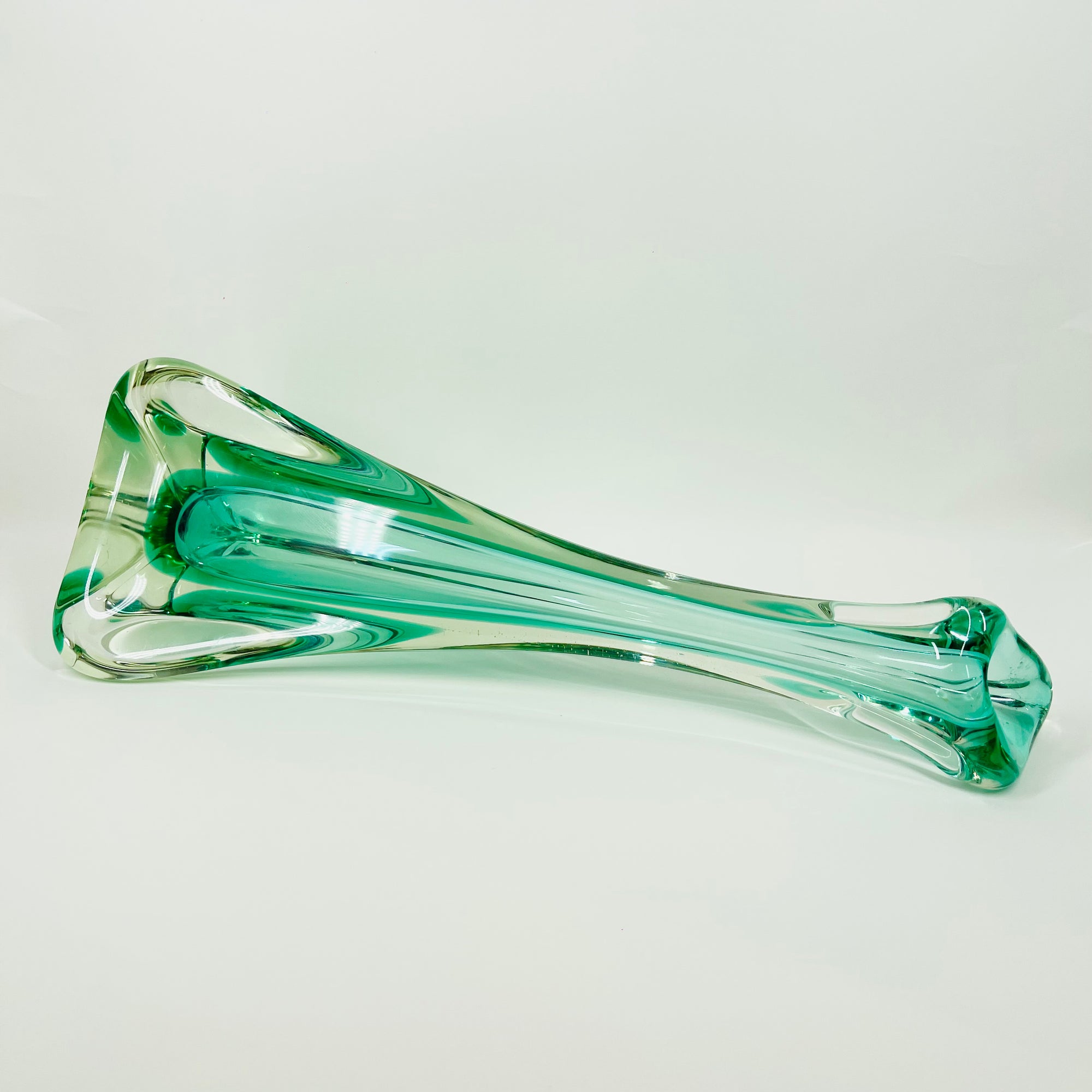 1950s MURANO TURQUOISE BLUE PAPERWEIGHT SWUNG GLASS VASE
