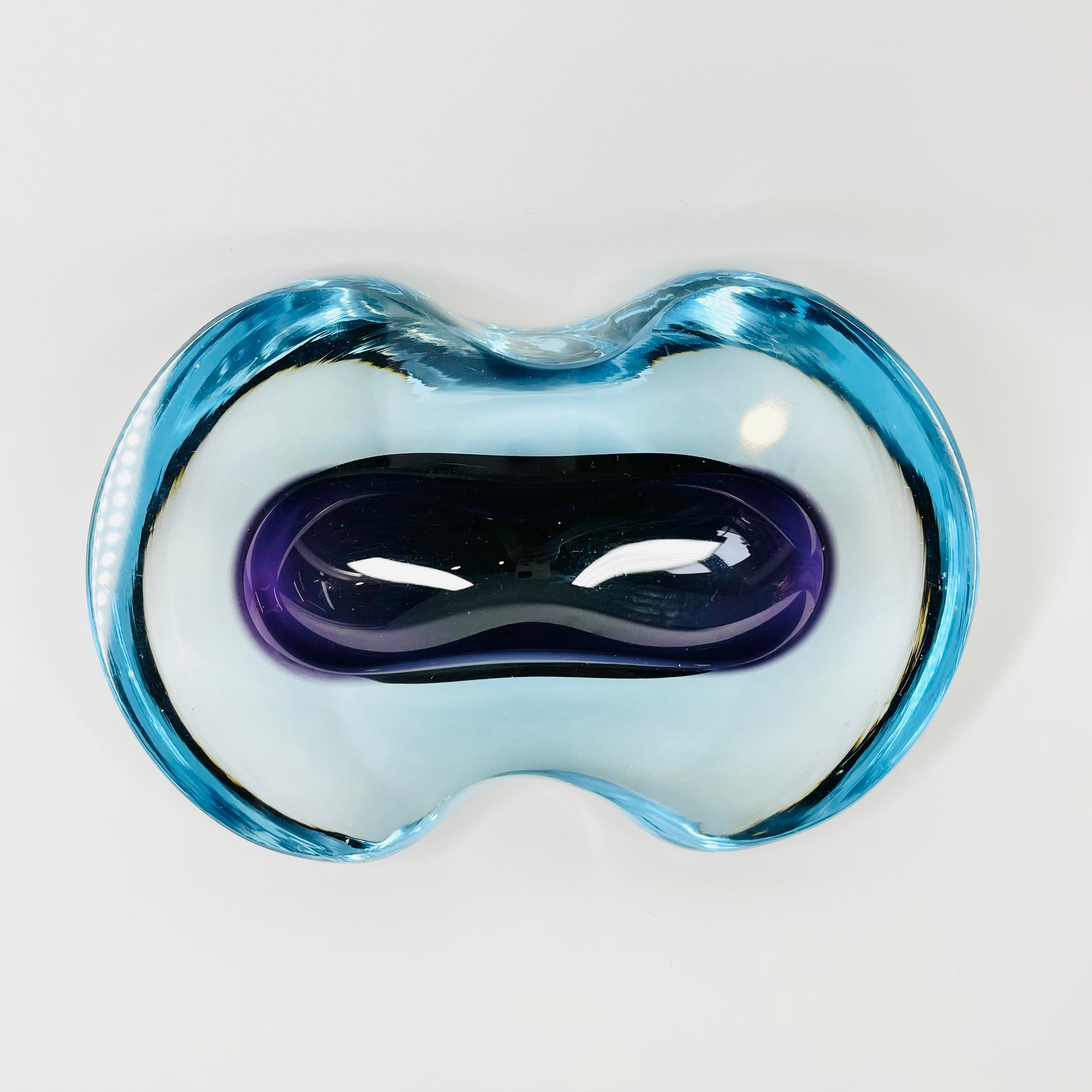 1950s BLUE PURPLE MURANO SOMMERSO GLASS BEAN BOWL