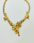 1980s ATWELL & SON DOUBLE PANTHERE STATEMENT NECKLACE SUITE