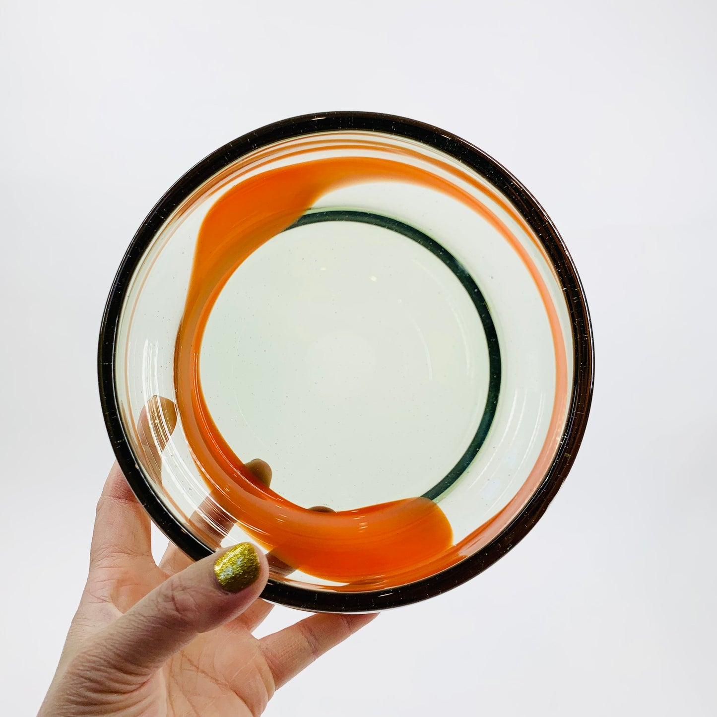 80s GREY ORANGE GLASS BOWL