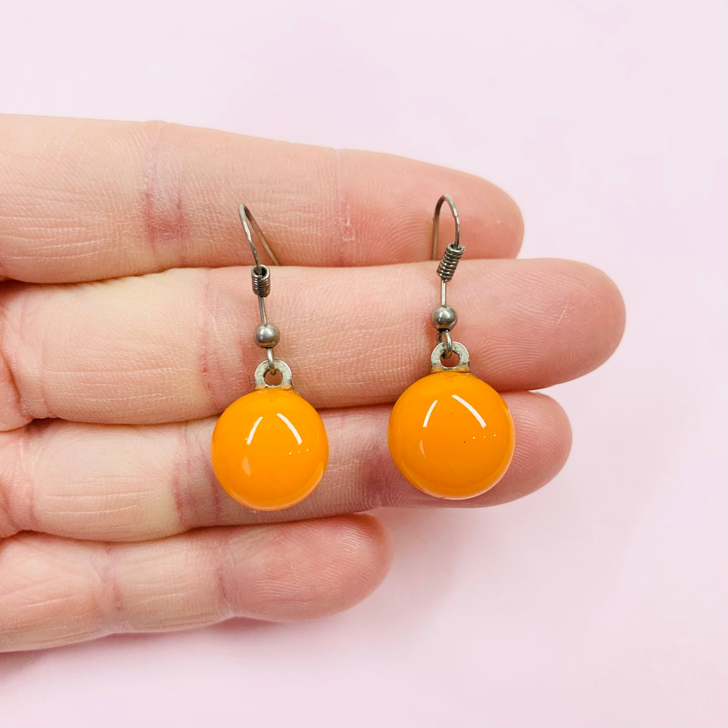 ORANGE GLASS SILVER EARRINGS