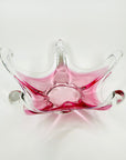 1950s LARGE CZECH SKRDLOVICE PINK SOMMERSO GLASS STARFRUIT BOWL
