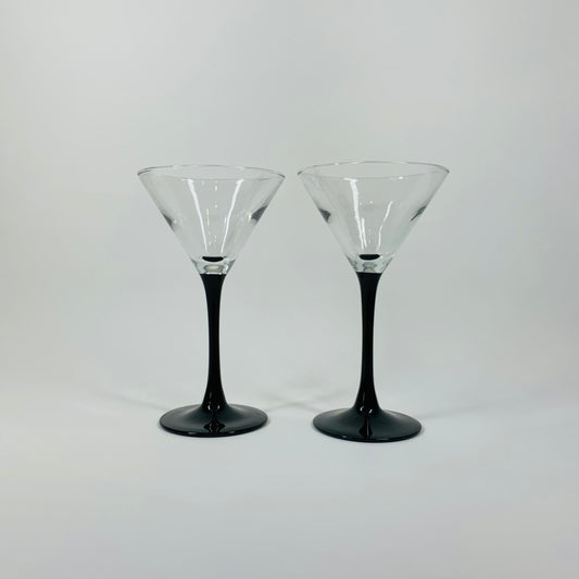 1950s LUMINARC BLACK STEM MARTINI GLASSES