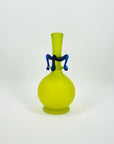 1980s MOUTH BLOWN YELLOW SATIN ART GLASS VASE/BOTTLE