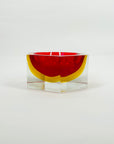 1950s RED RUBY GOLD MURANO MANDRUZZATO SOMMERSO FACETED GLASS HEXAGON BOWL