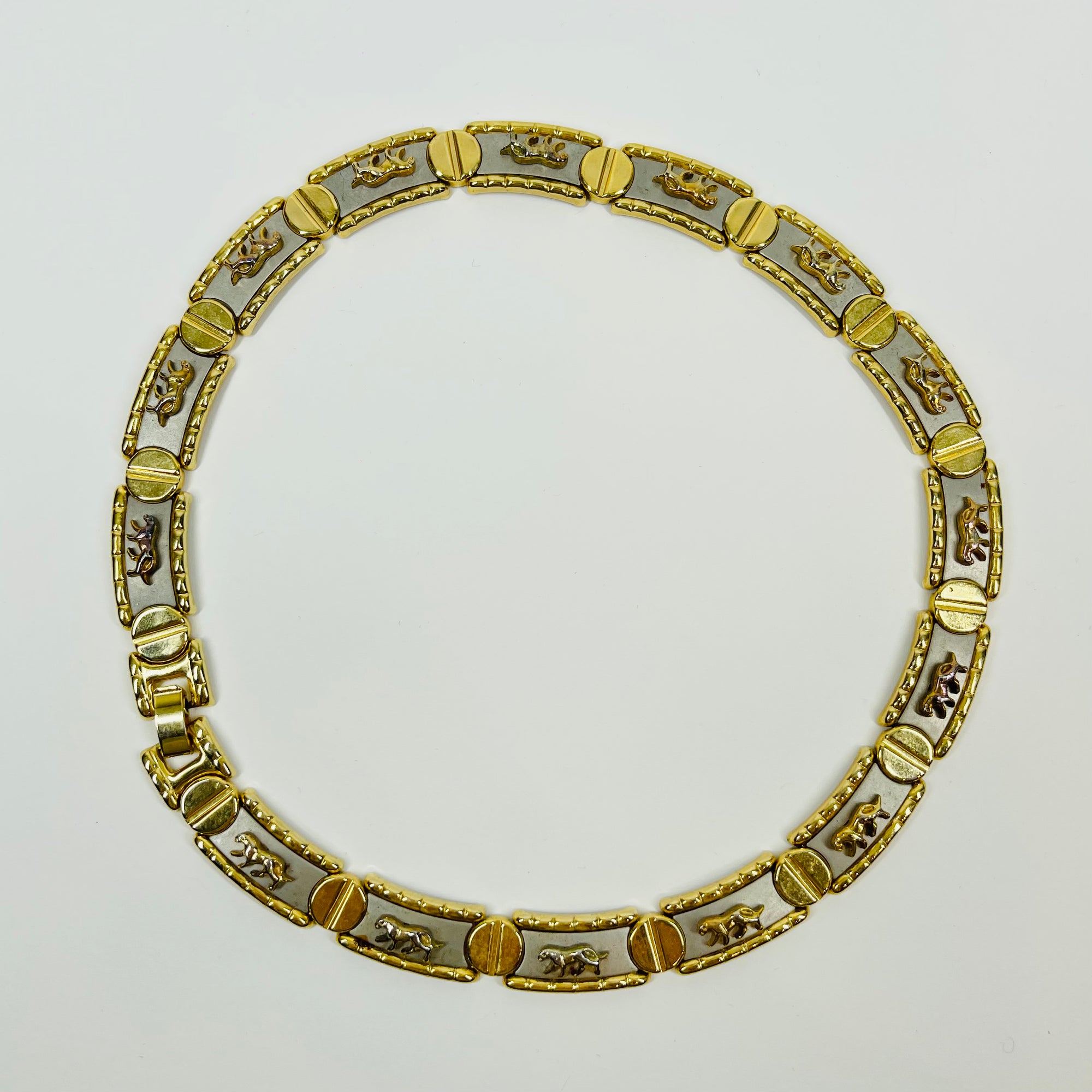1980s PARK LANE TWO TONE PANTHER COLLAR NECKLACE