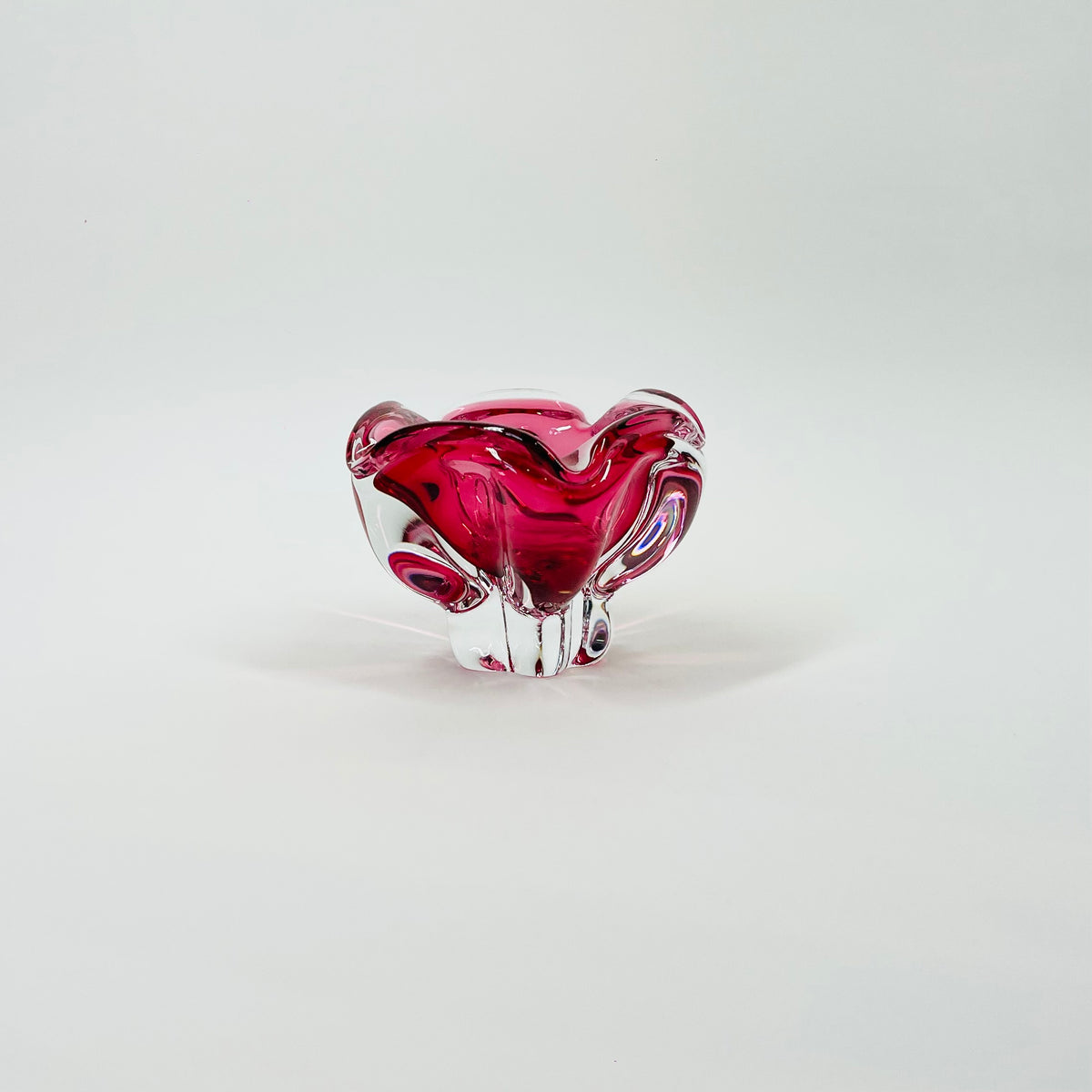 ANTIQUE MURANO PINK SOMMERSO GLASS MINIATURE BOWL/ASHTRAY