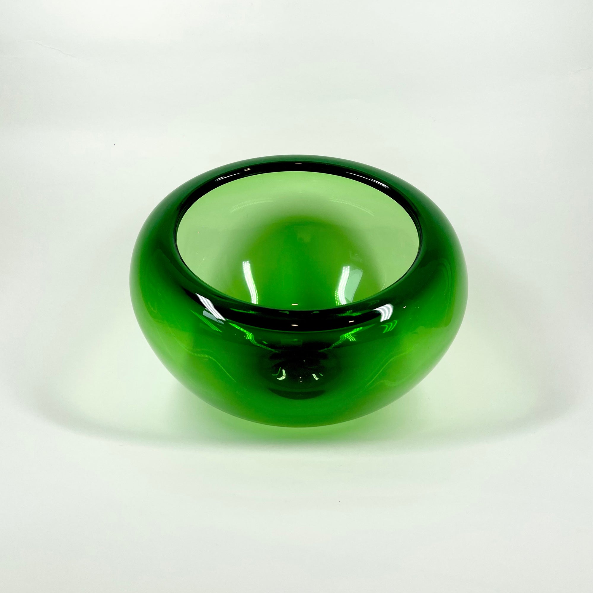 1960s HOLMEGAARD GREEN GLASS CENTREPIECE BOWL BY PER LUTKEN