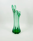 1970s GREEN GLASS PALM VASE