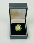 ANTIQUE 22K GOLD INDIAN POLKI RAW DIAMOND RING WITH GREEN ENAMEL