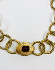 LIMITED EDITION 2005 CHANEL RED GRIPOIX MEDALLION PENDANT WITH FILIGREE HOOP LINKS NECKLACE