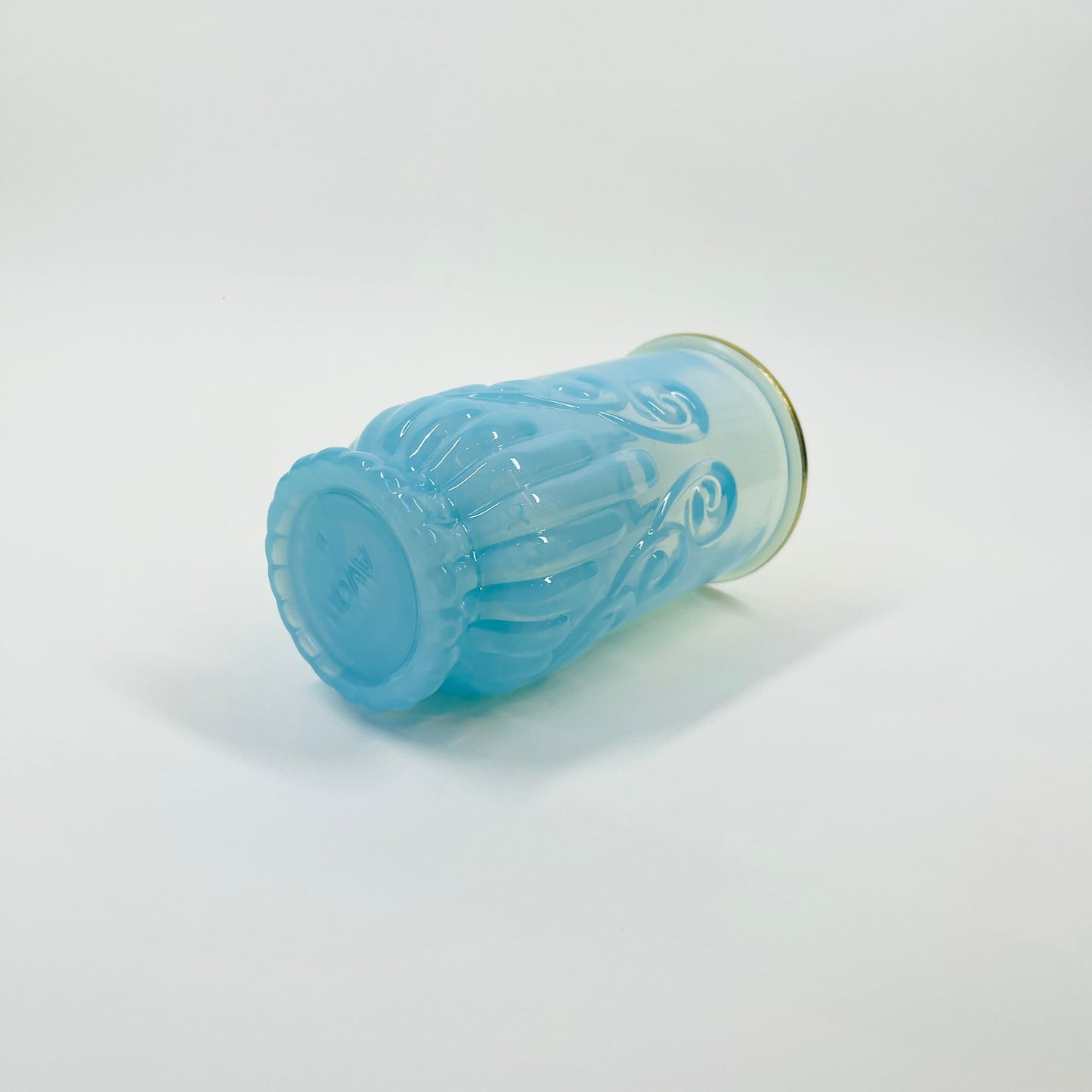 1950s AVON BLUE OPALESCENT GLASS BRUSH HOLDER