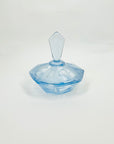ANTIQUE ART DECO BLUE SATIN GLASS LIDDED BOX