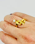 1960s 18k YELLOW GOLD BRUTALIST DIAMOND RING