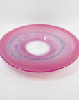 1980s AUSTRALIAN MOUTH BLOWN PINK PURPLE SPATTER ART GLASS SHALLOW BOWL/CHARGER