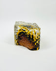 1960s BROWN PURPLE AMBER TEXTURED MURANO SOMMERSO FACETED GLASS BLOCK BOWL/ASHTRAY