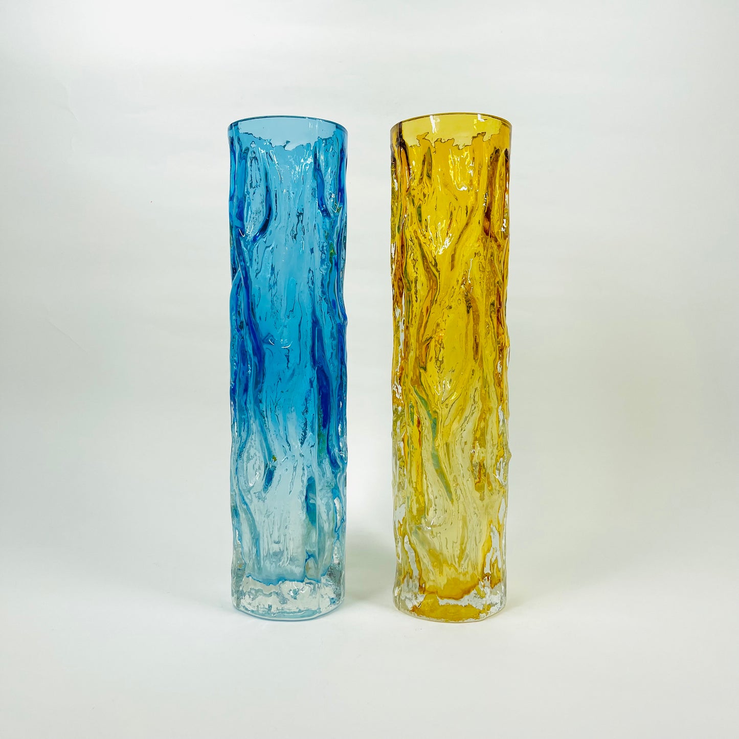 1970s GERMAN BARK GLASS CYLINDER VASE