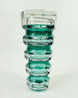 ANTIQUE ART DECO JOSEF HOFFMANN GREEN CAMEO CRYSTAL VASE FOR MOSER