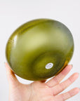 1980s MURANO GREEN SATIN GLASS SQUAT VASE WITH SILVER GOLD AVENTURINE