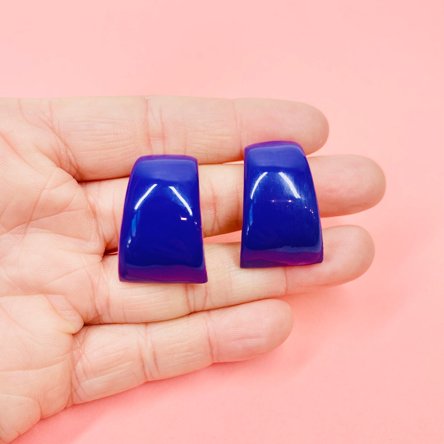 50s PURPLE ENAMEL EARRINGS