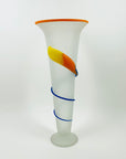1980s HAND MADE MEMPHIS MILANO STYLE SATIN GLASS VASE
