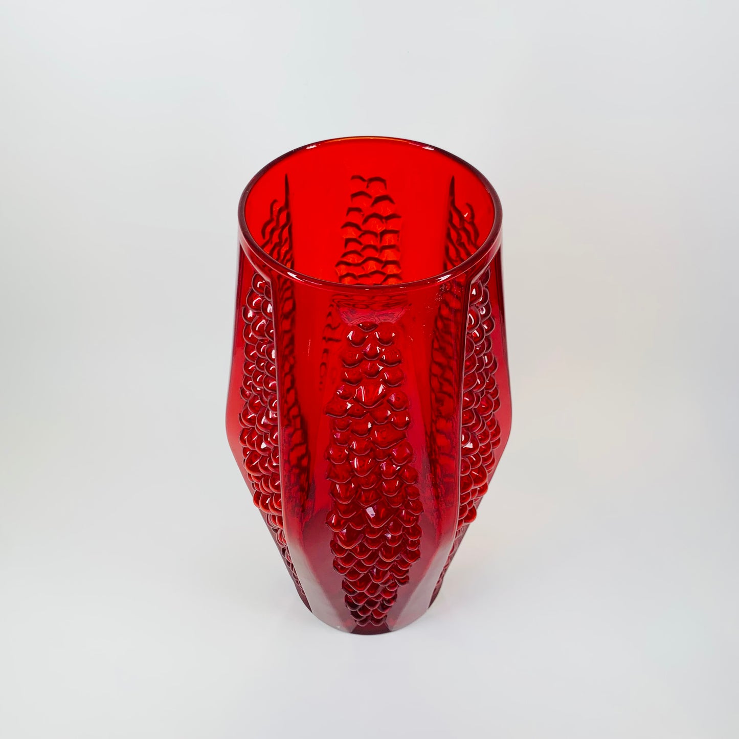 1960s ITALIAN EMPOLI RED GLASS VASE