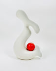 1980s JAPANESE MEMPHIS WHITE RED PORCELAIN IKEBANA VASE
