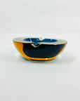 1950s COBALT BLUE TEAL AMBER MURANO SOMMERSO GLASS PINCHED BOWL/ASHTRAY