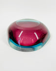1960s PINK TURQUOISE SOMMERSO FACETED GEODE GLASS BOWL