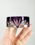 ANTIQUE BOHEMIAN PURPLE CAMEO CRYSTAL MINI GLASS PIN DISH/ASHTRAY