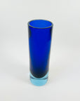 1950s TURQUOISE COBALT BLUE MURANO SOMMERSO GLASS CYLINDER BLOCK VASE