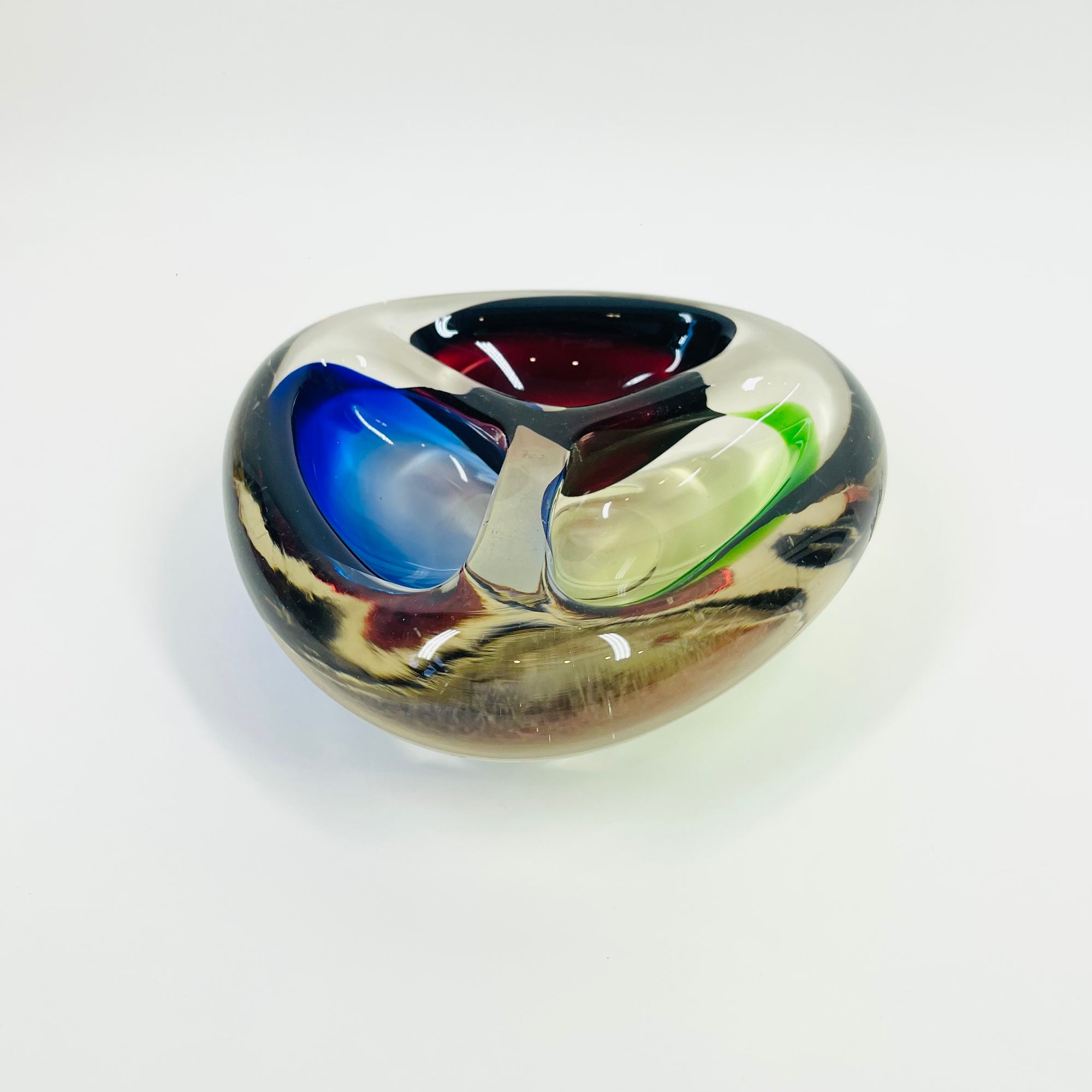 1950s MURANO RED GREEN BLUE BOWL/ASHTRAY