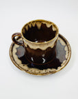 1970s JAPANESE BROWN DRIP GLAZED COFFEE CUP