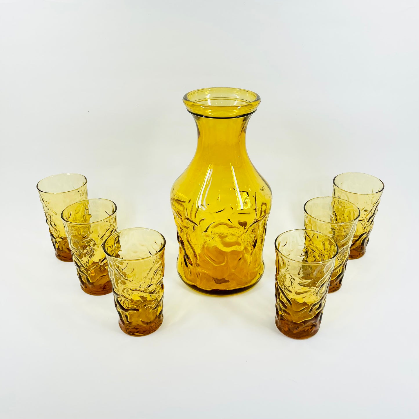 1970s ITALIAN AMBER BARK GLASS SET