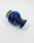 1980s AUSTRALIAN MOUTH BLOWN BLUE SPATTER ART GLASS MINI POSY VASE BY STEPHEN MORRIS