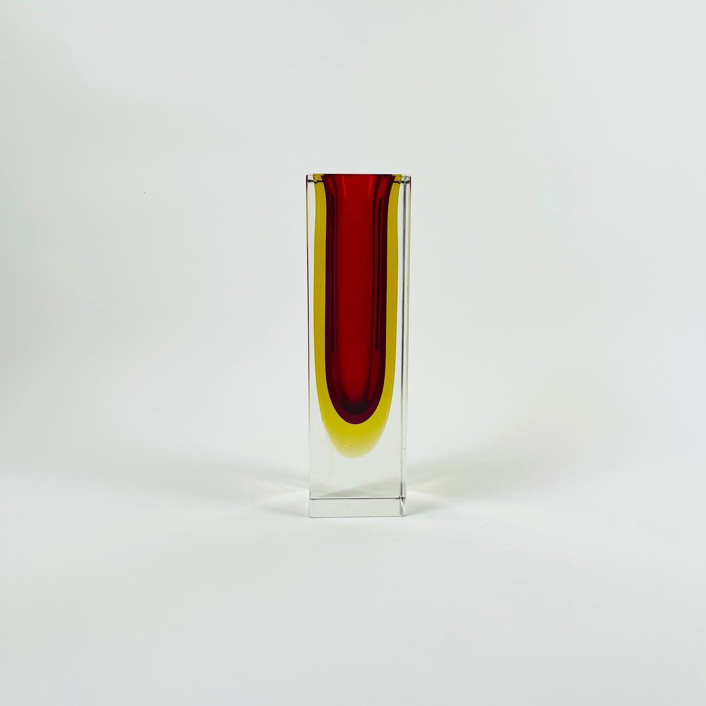 1950s RED YELLOW SMALL BLOCK MANDRUZZATO VASE