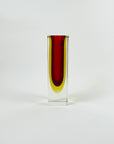1950s RED YELLOW SMALL BLOCK MANDRUZZATO VASE