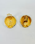 1980s CHRISTIAN DIOR BLACK ENAMEL DIAMANTÉ CLIP ON BUTTON EARRINGS