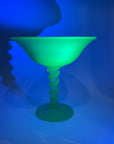 ANTIQUE ART DECO WALTHER & SOHNE SATIN URANIUM GLASS COMPORT
