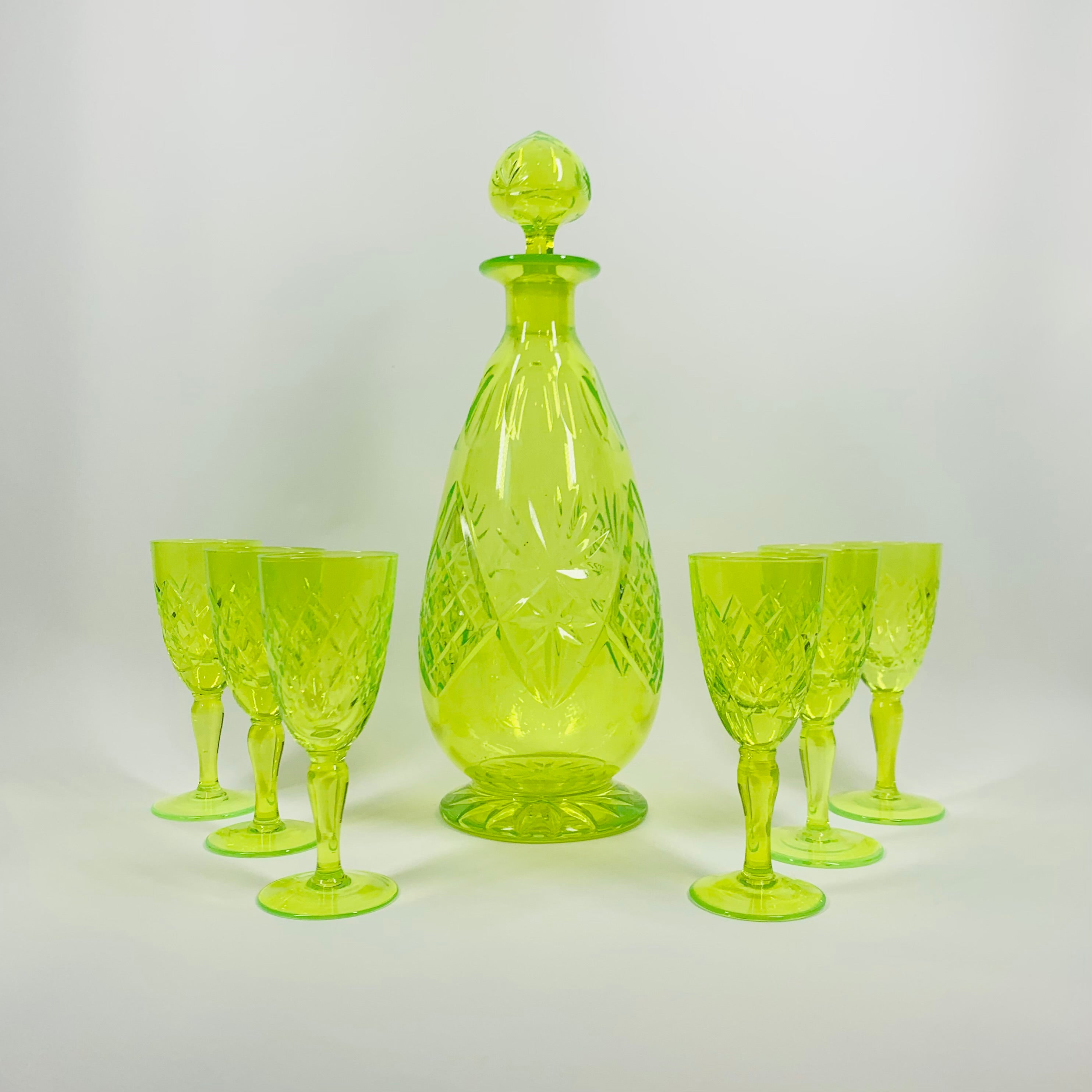 Vaseline glass hotsell decanter set