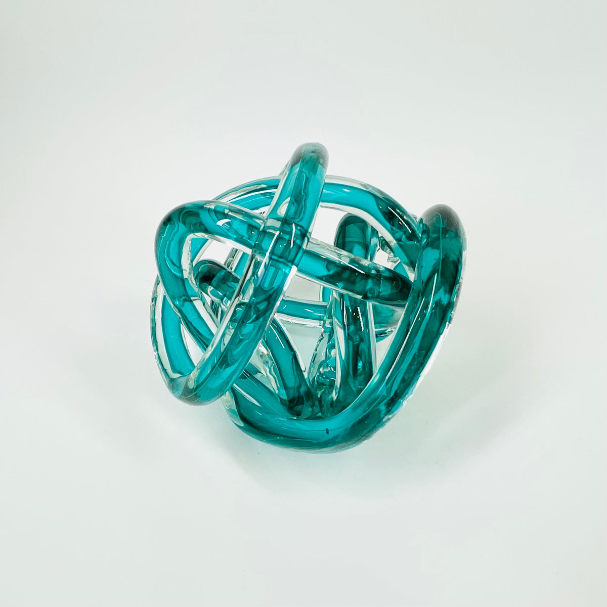 1980s MURANO TEAL BLUE SOMMERSO GLASS BALL