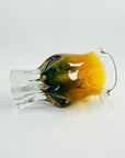 1960s CZECH AMBER GREEN TWIST SOMMERSO GLASS POSY VASE BY JOSEF HOSPODKA
