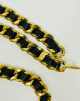 2009 CHANEL BLACK LEATHER GOLD PLATED LOGO BELT