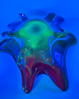 LARGE 1940s URANIUM MURANO RED SOMMERSO GLASS BOWL