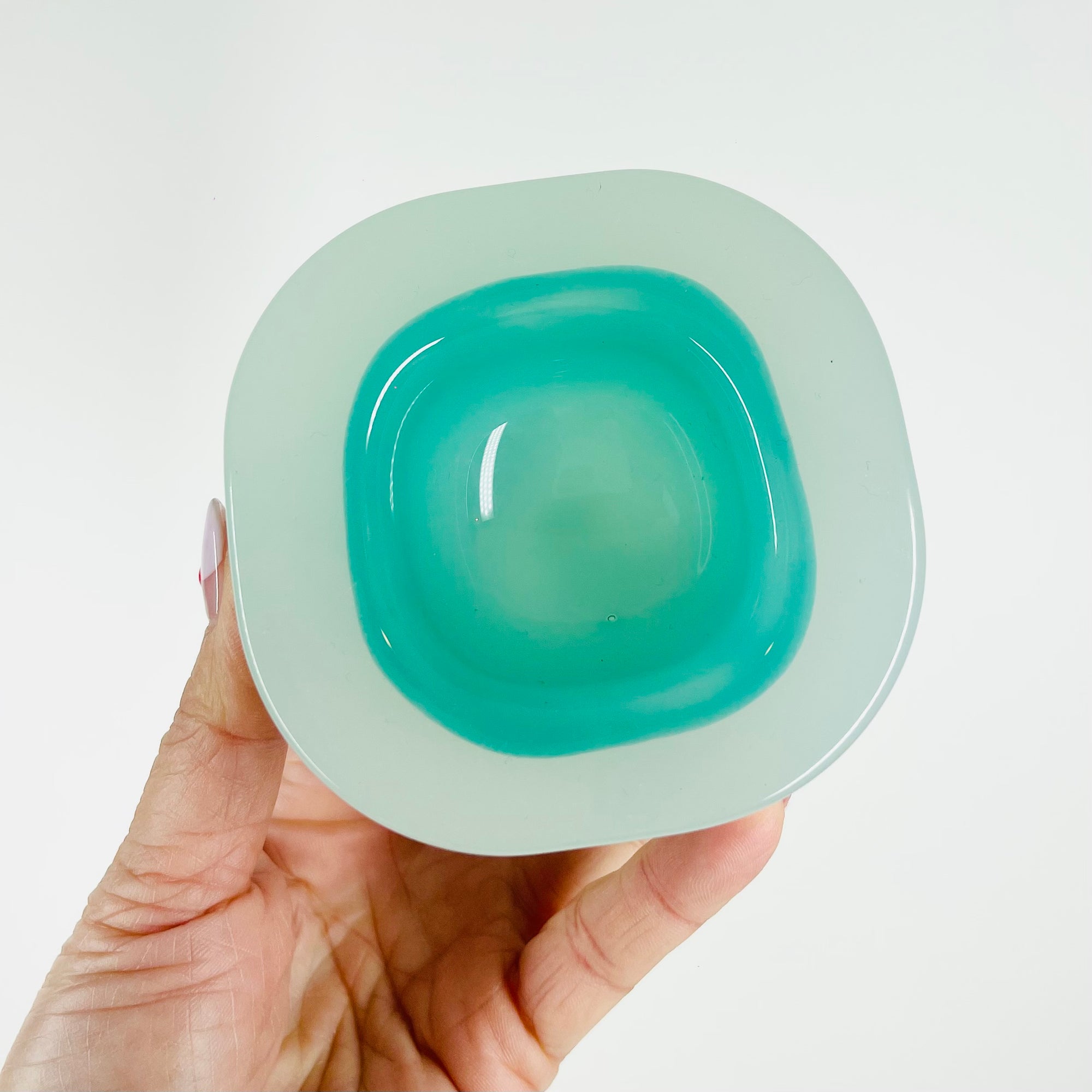 1950s CASED TURQUOISE BLUE MURANO GEODE GLASS MINI BOWL