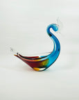 LARGE 1970s MURANO RED BLUE GLASS SWAN BOWL/ASHTRAY