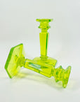ART DECO URANIUM GLASS CANDLE STICKS